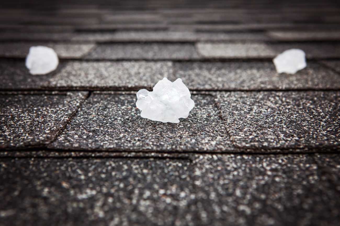 Hail On Roof After Hailstorm