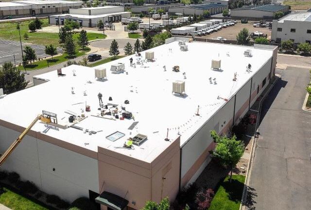 Flat roof on top of commercial building