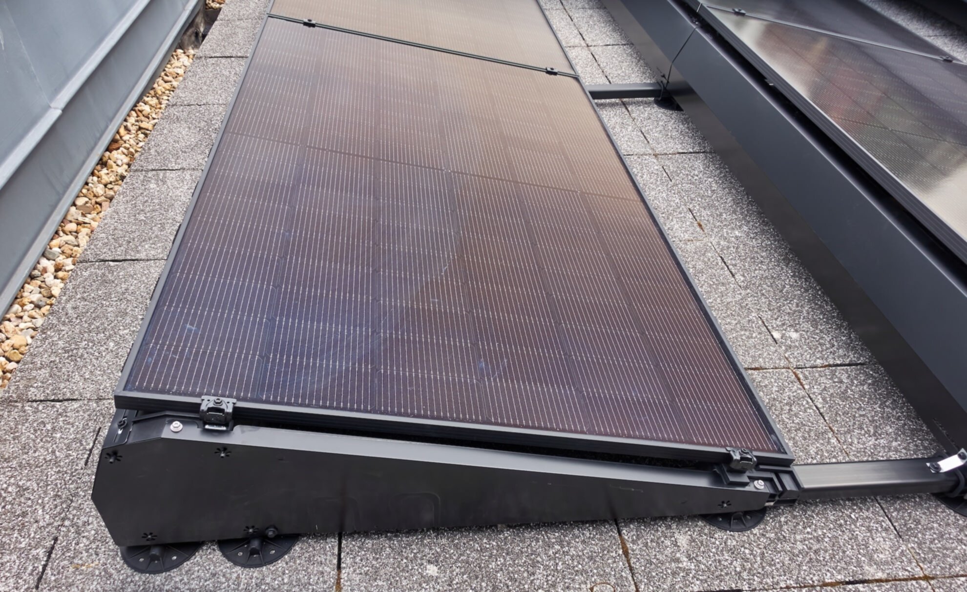 solar panels on a ballast roof in Minneapolis