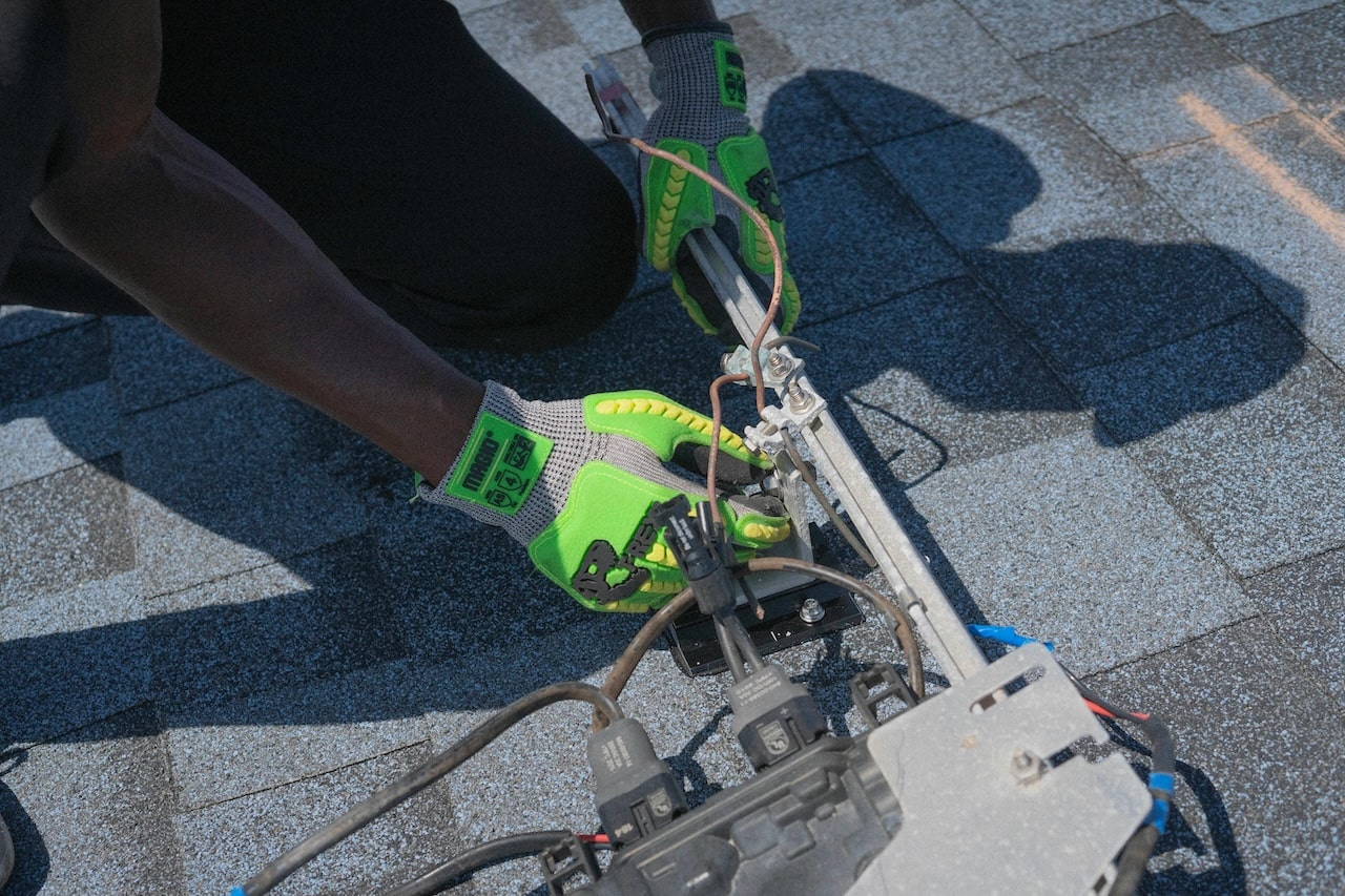 adding solar brackets to rooftop